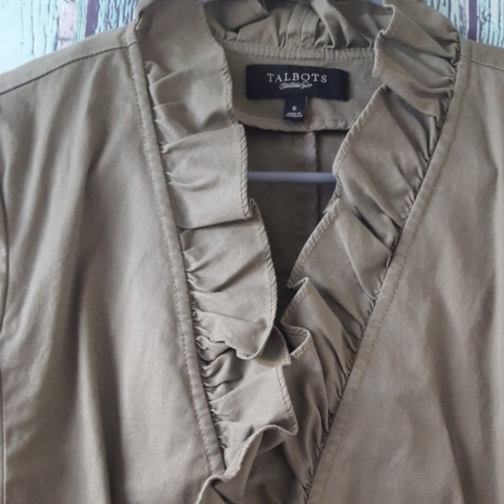 Talbots Olive Army Ruffle Jacket - Picture 3 of 11
